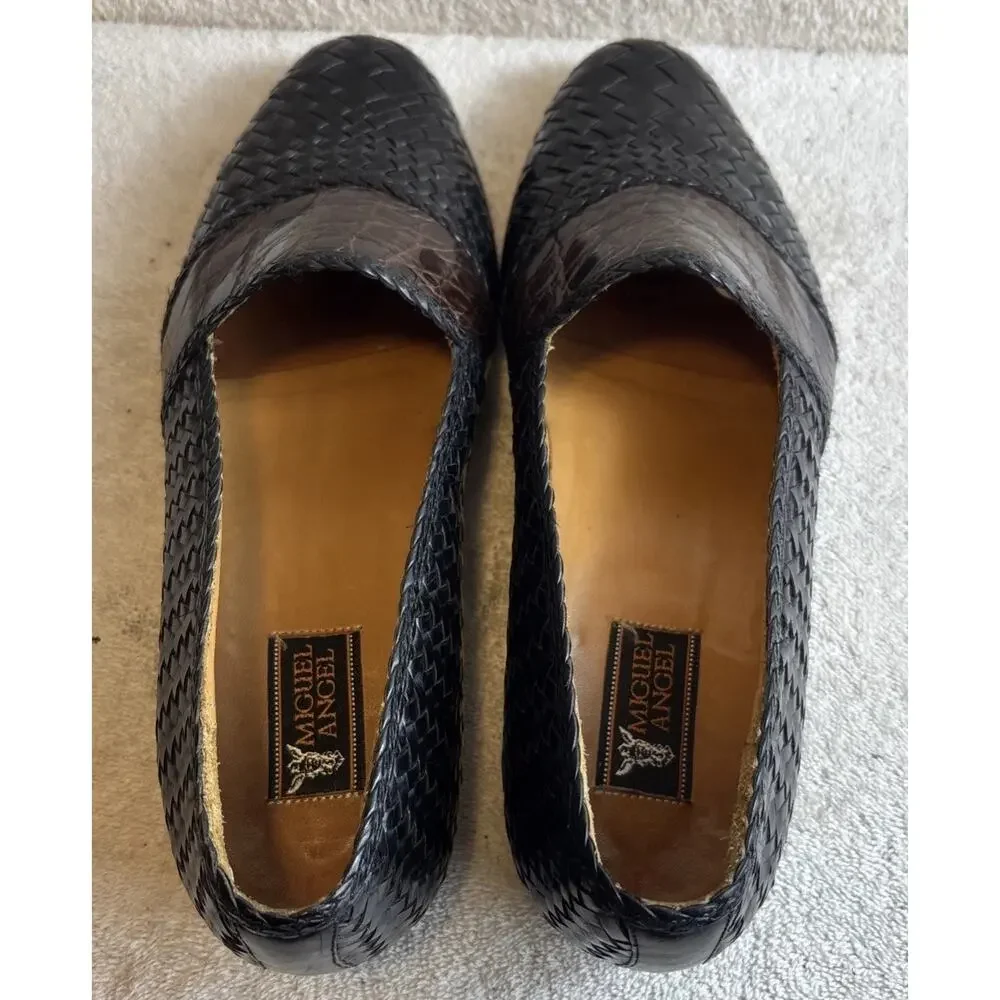Miguel Angel - Genuine Crocodile Woven Leather Dress Shoes Men Size 10.5 M